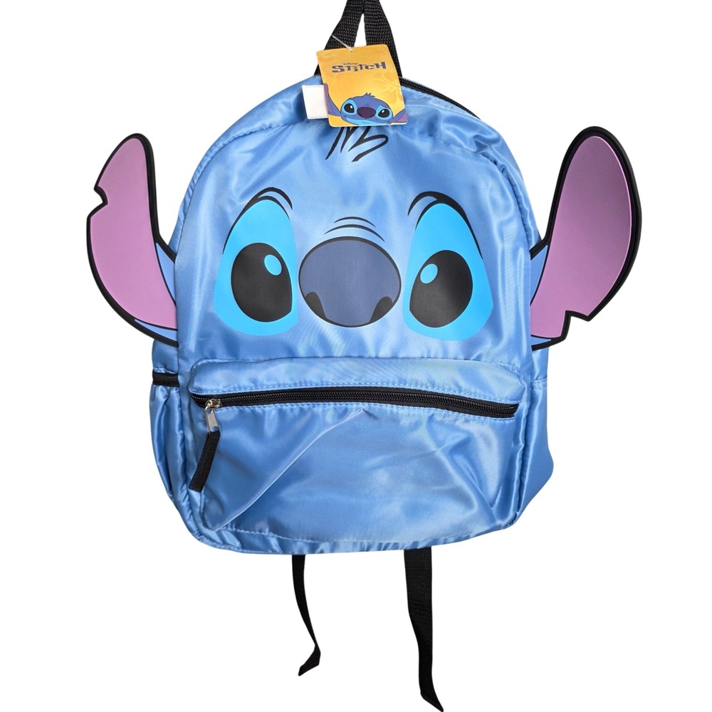 Disney Stitch Backpack Blue Front Pocket Adjustable Straps Kids Child Bag